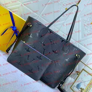 Mm storlek 40156/m40995 lyxdesigner väska naverfull präglad svart blomma kvinnor handväskor axelväskor mode komposit lady clutch tote väska kvinnlig handväska plånbok