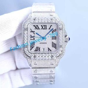 Relógios de pulso Luxo Moissanite Iced Out Relógios Hip Hop Bust Down Unisex Diamond Watch Aço Inoxidável Studded Pulso Square Dial Relógios Montres Impermeáveis
