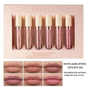 Läppglans Rose Matte Liquid Lipstick Set Naken Nonstick Cup Watertproof Long Lipgloss Kit Makeup 6 PCSSet6794779