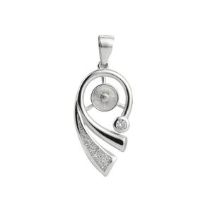 Impostazioni per pendenti vuoti in argento sterling 925 Base con zirconi cubici Accessori per perle Creazione di gioielli fai-da-te 5 pezzi240y