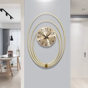 Wall Clocks Gift Living Room Clock Decoration Quartz Round Home Pieces Elegant Art Classic Gold Bedroom Horloge Decor