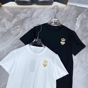 Designer Fashion Men's Embroidered Crown Bee Short Sleeve Summer European Station Fashion Brand Loose Casual Pure Cotton Dujia High Quality T-shirt