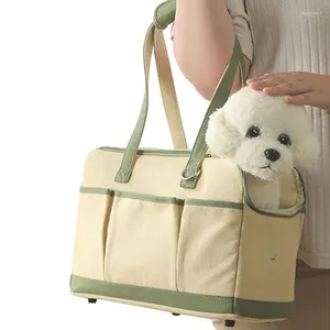 Hundbärare mjuksidiga bärare bärbara valpkattväska med fickor andningsbara interaktiva husdjur lämpliga för små hundar