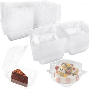 Gift Wrap 100pcs Disposable Plastic Box Transparent Food Storage Container Fruit Cake Packaging Boxes Wedding Birthday Party Supplies