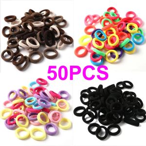 50pcs dziewczęta solidne kolory elastyczne opaski do włosów 3 cm gumka kucyk Ponytail Uchwyt gumowy