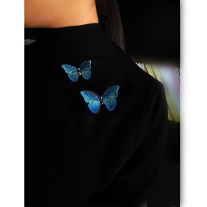 Design original simulação artesanal de alta qualidade, broche bordado de tecelagem de borboleta para reuniões femininas conjunto de broche de evento formal acessórios de vestido