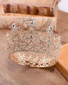 Nya headpieces Goldenshield Luxury Crystals Wedding Crown Silver Gold Diamond Princess Queen Bridal Tiara Hårtillbehör9341129