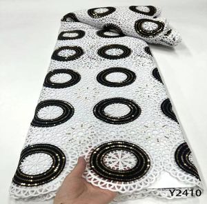 2022 African Net Spitze 5 yards Französisch Pailletten Stoff Hohe Qualität Bestickt Nigerian Hochzeit Party Spitze Stoffe Für Nähen Y24102311333