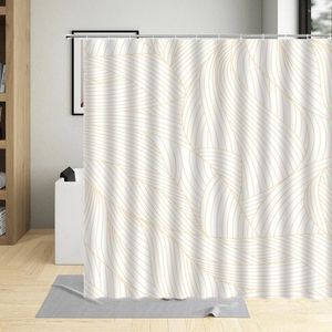 Shower Curtains Northern Europe Simplicity Geometry Curtain Pattern Wave Stripe Art Bathroom With Hook Waterproof Washable Fabric Suit