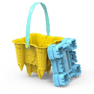 Sand Play Water Fun Summer Toys Beach Sand Toys Set Yellow Plastic Castle Sand Mold Toy Beach Accessories Creative Castle Bucket Play Sand Set 240402