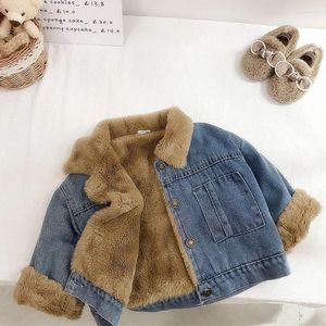 Jackets 1-7T Infant Girls Denim Jacket Elegant Toddler Kid Baby Girl Winter Clohtes Long Sleeve Warm Thick Coat Childrens Outfit Outwear