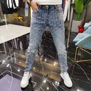 Jeans da uomo Luxury Fl Logo Reno Moda Processo pesante Pantaloni stretti maschili a matita Pantaloni da uomo in denim di alta qualità per tutte le stagioni Dr Dhcpj