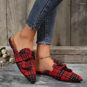 Slippers Flats Women Mules Shoes Pointed Toe Dress Casual Sandals Flip Flops 2024 Summer Slingback Female Zapatos Slides