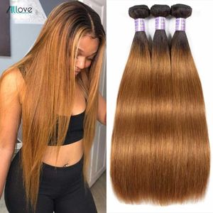 1b30 Ombre Bone Straight Human Hair Bündel Brazilian Remy Weave S 2 Ton braun gefärbt 240327