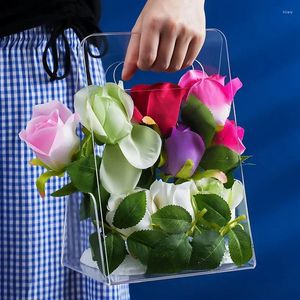 Opakowanie prezentów 1PCS grube przezroczyste akrylowe aranżacje kwiatowe opakowanie klastra Handheld Basket Festival Festival Floral Opakowanie