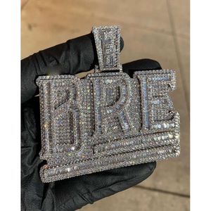 Hip Hop Custom Sterling Sier Gold-Plated VVS Moissanite Zircon Double Letter Name Necklace Pendant