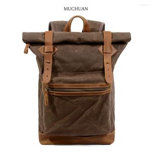 Backpack Muchun Custom Wear-resistant Casual Men's And Women's Waterproof Batik Canvas Outdoor Travel Hiking Bag