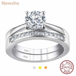 she 925 Sterling Silver Engagement Rings Wedding Band Set Gold Jewelry Solitaire Round CZ Cubic Zirconia Size 413 240402