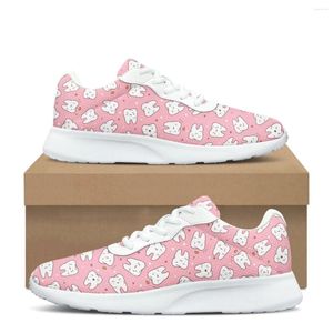 Casual Shoes Cartoon Care for Pattern Women's Running Shoe Cozy Lace-Up Flats Hållbara Gym Teen Sneakers Tryck på Demand Tenis