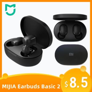 Hörlurar Mijia Xiaomi Original MI True Wireless Earuds Basic 2 Global Version Bluetooth Earphones 5.0 Sports headset med laddningsfodral