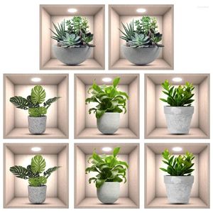 Wallpapers 2 Sets Wall Sticker Decorative Stickers Office Bedroom Plant Pot Decal Decoration For 3d Plants Decorate