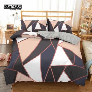 Bedding Sets Geometric Set Microfiber Abstract Triangle Marble Pattern Print Duvet Cover With Pillowcases Teens Adults Bedroom Decor