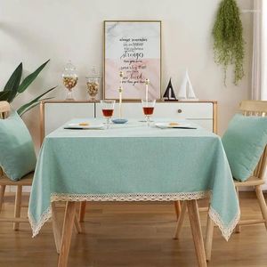 Table Cloth 1PC Solid Tablecloth With Lace Cotton Linen Waterproof Oilproof Rectangle Wedding Dining Tea Decoration Cover