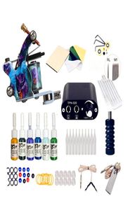 Complete Tattoo Gun Kit For Starter Beginner Power Supply Inks Needles Guns Small Body Art Machine Set BeautyMakeup7400761