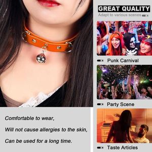 Pendant Necklaces Harness Choker Punk Gothic Style Sexy Leather Necklace Accessories Bells Ring-O Belt Stainless Steel Jewelry Adjust Size