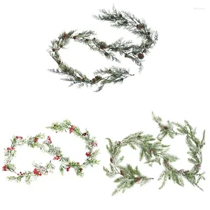 Decorative Flowers R2JC Artificial Christmas Wreath Vine With Mixed Decoration Wintry Pine For Home Door