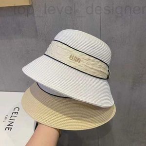 Wide Brim Hats & Bucket designer Mojia 2023 New Grass Weaving Fisherman Hat, Versatile Summer Outgoing Bowl Sunshade Face Showing Small Sun Hat 170G