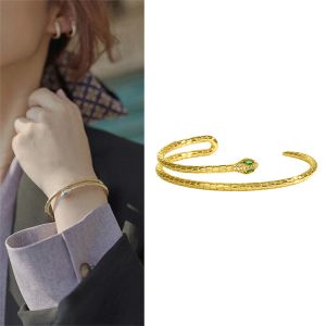 Pulseiras de pulseiras personalizadas Snake Head Glossy Open Bracelet com Diamonds Fashion Luxury Jóias personalizadas Punk Wedding Friendship Bangle