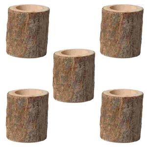 Candle Holders 5 Pcs Wooden Holder Container Paper Towels Candleholder Wedding Candlestick Storage Tray Festival Tea Light Diwali