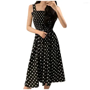 Lässige Kleider Mode Frauen verlieren keine Ärmeln Polka Dot Schulter Plus Größe Kleider Abend Frauen Sommer