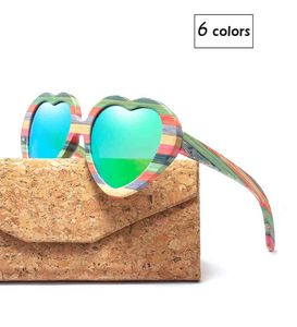 Fashion Heart Solglasögon Brand Designer 2018 Women Wood Bamboo Sun Glasses Mens Polarised Pink Shade2373766