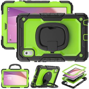 Handle Grip Rotating Armor Case For Lenovo Tab M9 K9 9.0 inch TB-310 Kids Safe Shockproof Silcione PC Heavy Duty Rugged Tablet Cover with Shoulder Strap +Screen PET Film