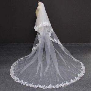 Bridal Veils spetskatedral 2 lager bröllopslöja 3 meter 2t täck ansikte med kamblusher tillbehör6902327