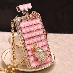 Obudowy telefonu komórkowego moda Bling Crystal Diamond Perfume Bottle Bottle Cover dla iPhone'a 15 14 13 12 11 Pro XS Max XR plus case 2442