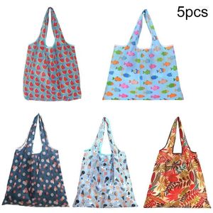 Shopping Bags 5pcs Foldable Large Storage For Groceries Recyclable Grocery Tote Pouch Eco-Friendly Washable Shopper Bag