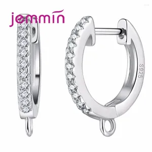 Hoop Earrings Round Design For Women With Full Clear Crystal Selling 925 Sterling Silver Jewelry DIY Accessories