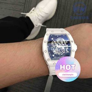 orologio da uomo di design movimento automatico di lusso CW bianco ceamico netto ed stessa macchina