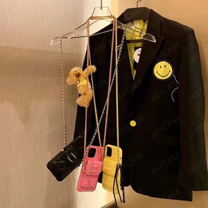 Luxusgoldkette Crossbody -Telefonhüllen für iPhone 15 Pro Max 14 13 Damen Mode Leder Handtasche Phonecase Schockdcoverschale 2024 -5