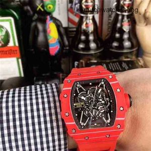 Swiss Luxury Watches Richadmills Mechanical Watch Chronograph Wristwatch Business Leisure 3502 Automatic Mechanical r Watch Red Carbon Fiber Tape Mens Watch Watc