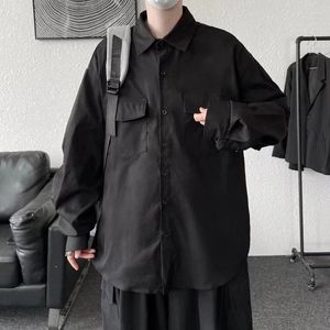 Camisas Casuais Masculinas De Mangas Compridas I Camisa Solta E Versátil Casaco Preto