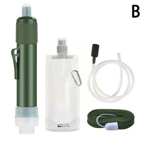 Survival Camping Water Filter Outdoor Water Purifier Straw Pump Camping Hiking Gear Emergency Water Purification for Hiking Travel C1B3