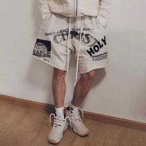 Herr shorts herrar shorts sommar hip hop bomull shorts chicano graffiti amerikansk gata lös basket sportbyxor avslappnade fem poäng byxa240402