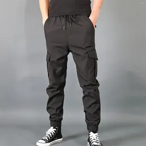 Męskie spodnie Man Cargo Summer Solid Kolor swobodny kieszenie cienki styl Outdoor Slim Fit Men Ubranie ulica Y2K proste spodnie
