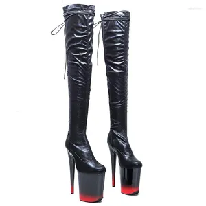 ダンスシューズLaijianjinxia 23cm/9inch Pu Upper Women's Platform Party High Heels Modern Over the Knee Boots Pole 066