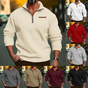 Neue Designer-Pullover verkaufen sich gut. Übergroßer Winter-Plüsch-Pullover mit halbem Reißverschluss und Stehkragen, einfarbig, lässiger Kapuzenpullover für Herrenmode-Trend