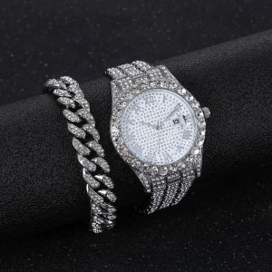 Diamond Men Women Watch Gold Watch Ladies Orologio Orologio Luxury Rhinestone Bracciale unisex orologio femminile Relogio Feminino